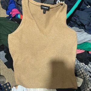Express Tan Fitted Sleeveless Tank Top